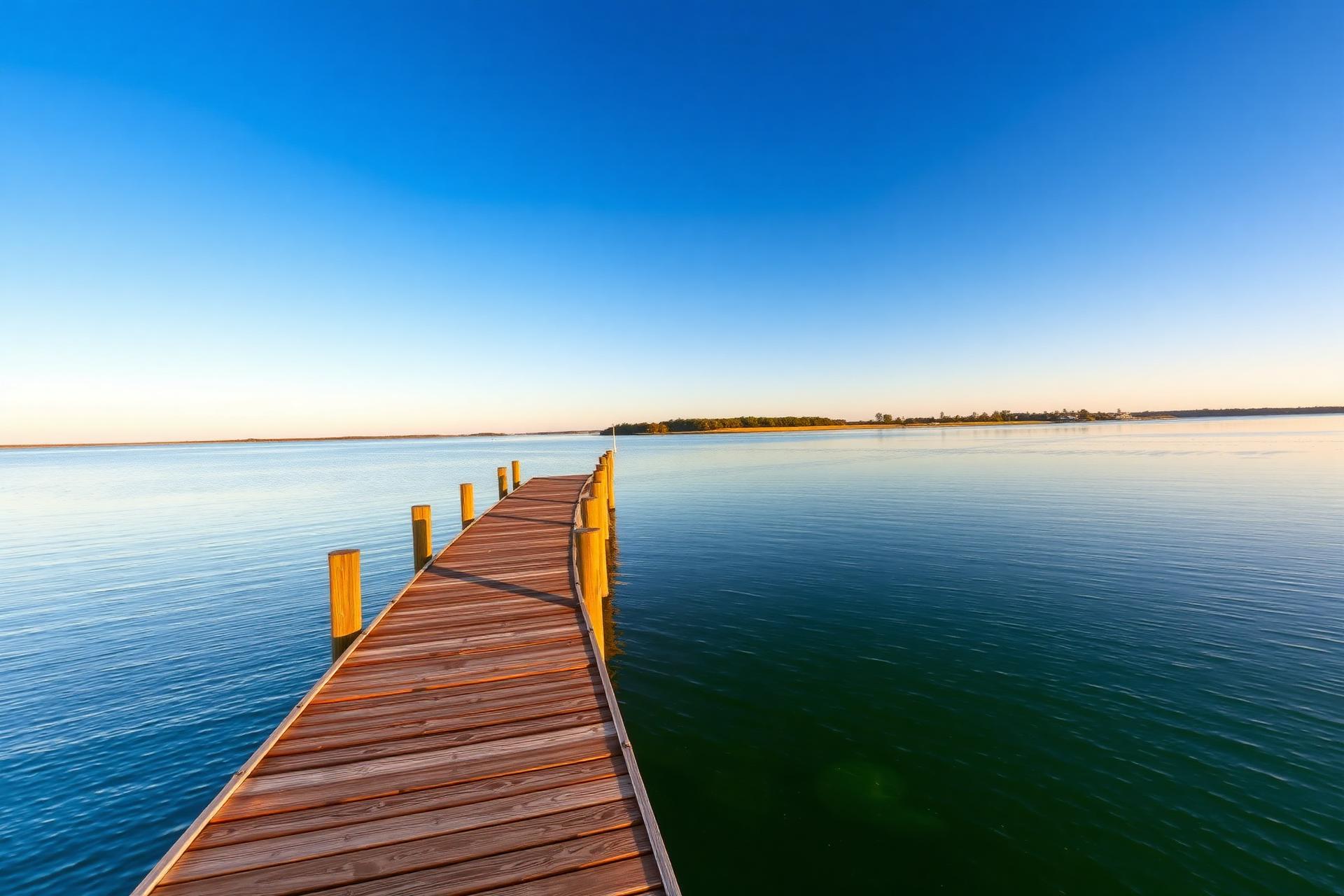 Maryland waterfront pier at golden hour