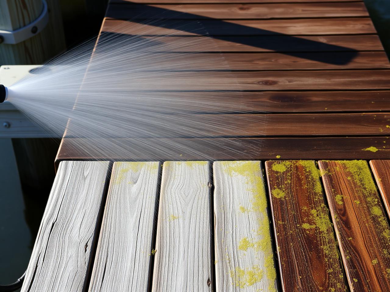 Power washed Maryland dock boards